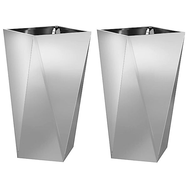 vidaXL Pflanzkübel 2 Stk Silber 40 x 40 x 75 cm Verzinkter Stahl 883791 günstig online kaufen