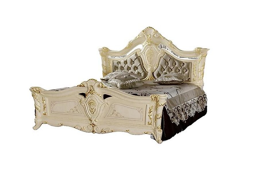 JVmoebel Bett Doppelbett Bettrahmen Holz Hotel Betten Polsterbett Beige, Ma günstig online kaufen