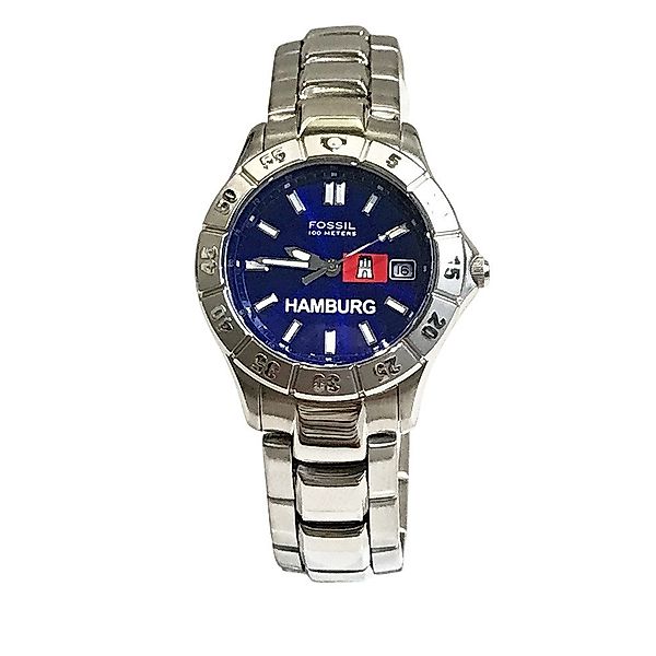 Fossil Quarzuhr Edelstahl Silber Blau - günstig online kaufen
