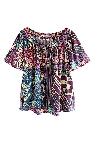 Next Blusenshirt Kurzärmliges Bardot-Oberteil mit Neckholder günstig online kaufen