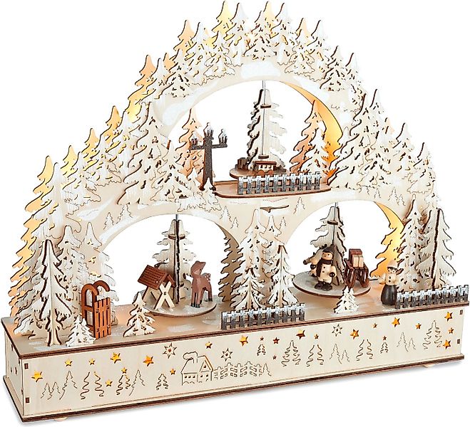 BRUBAKER LED Schwibbogen 3D Lichterbogen - Winterlandschaft - Holz Weihnach günstig online kaufen