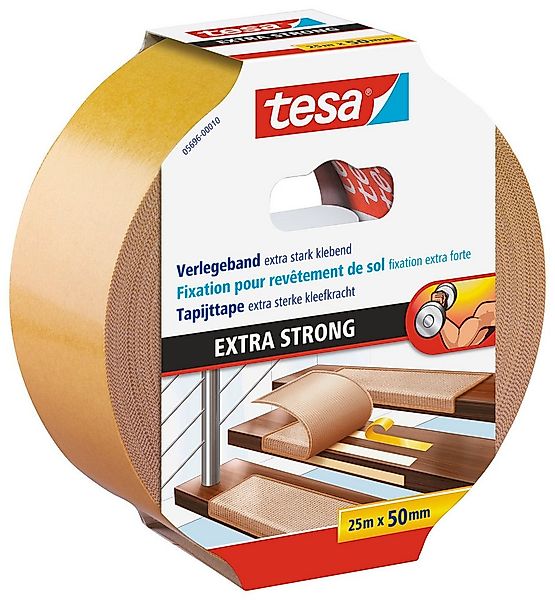 tesa Doppelklebeband EXTRA STRONG Verlegeband (Packung, 1-St) doppelseitige günstig online kaufen