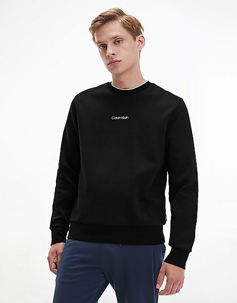 Calvin Klein – Sweatshirt in Schwarz mit mittig platziertem Logo günstig online kaufen