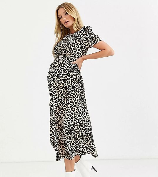 ASOS DESIGN Maternity – Midikleid mit Leoparden-Print-Mehrfarbig günstig online kaufen