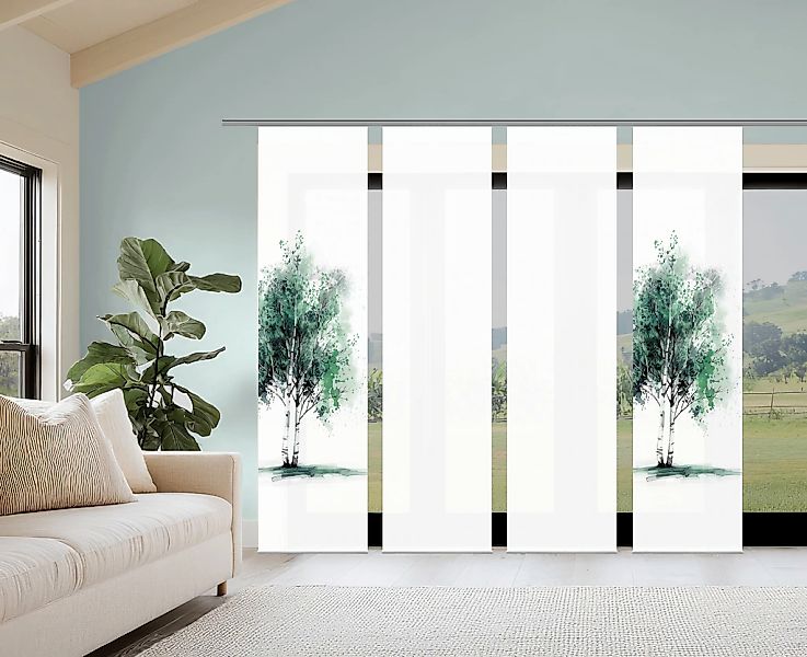 HOME WOHNIDEEN Schiebegardine "TREE" Paneelwagen 4 Stk. tlg. Schiebewand Se günstig online kaufen
