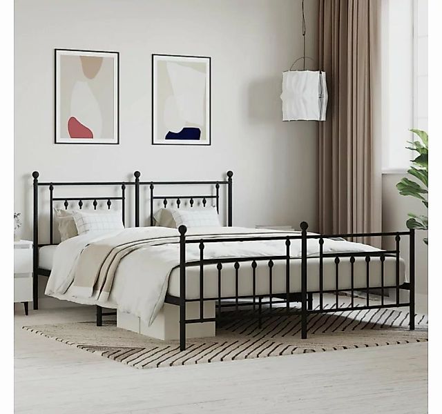 furnicato Bett Bettgestell mit Kopf- und Fußteil Metall Schwarz 180x200 cm günstig online kaufen