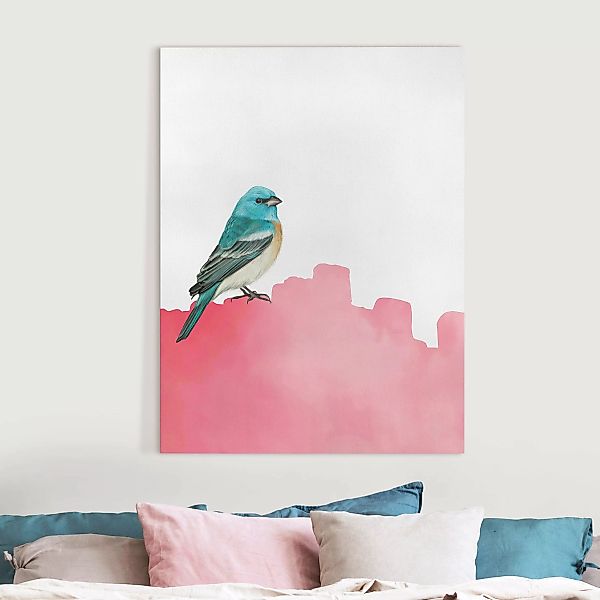 Leinwandbild Vogel auf Pink günstig online kaufen