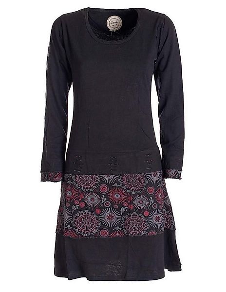 Vishes Midikleid Langarm Keid Mandala Druck Rundhals Ausschnitt Boho Ethno, günstig online kaufen