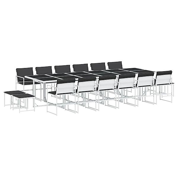 vidaXL 17-Tlg Garten-Essgruppe mit Kissen Weiß Textilene 3295117 günstig online kaufen