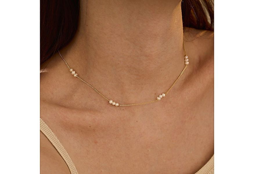 GOLDEN Perlenkette Zierliche Süßwasser Perlenkette, Minimalist Halskette, P günstig online kaufen