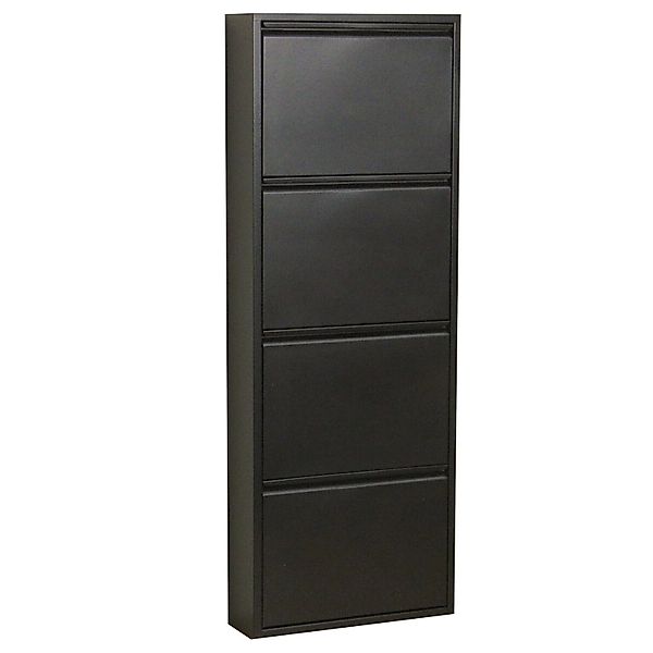 ebuy24 Pisa Schuhschrank mit 4 Klappen in Metall Schwarz günstig online kaufen