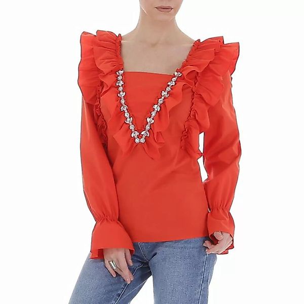 Ital-Design Rüschenbluse Damen Party & Clubwear Rüschen Bluse in Rot günstig online kaufen