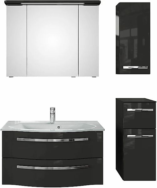 Saphir Badmöbel-Set "Serie 4005, vormontiert, Glaswaschbecken, Spiegelschra günstig online kaufen
