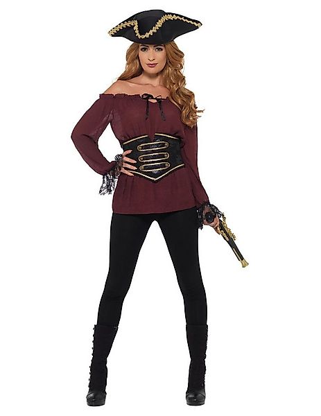 Smiffys Kostüm Piratenbluse für Damen mit Gürtel Karnevalskostüm bordeauxro günstig online kaufen