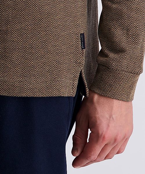 Pierre Cardin Langarm-Poloshirt mit Fischgratmuster günstig online kaufen
