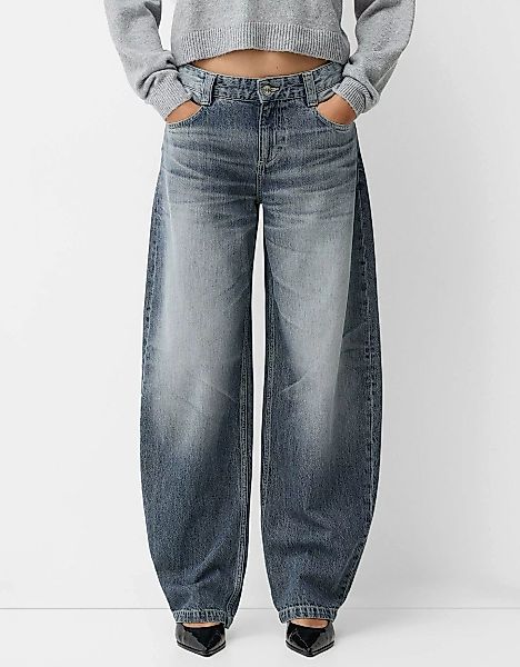 Bershka Baggyhosen-Jeans Im Barrel-Fit Damen 34 Blau günstig online kaufen