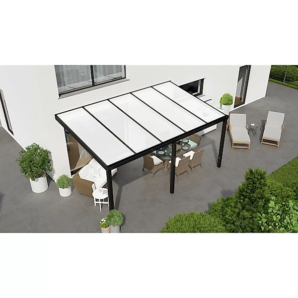 Terrassenüberdachung Professional 500 cm x 350 cm Schwarz Struktur PC Opal günstig online kaufen