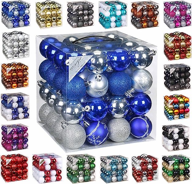 JACK Christbaumschmuck 64x Kunststoff Christbaumkugeln Ø 6cm Baum Kugeln in günstig online kaufen
