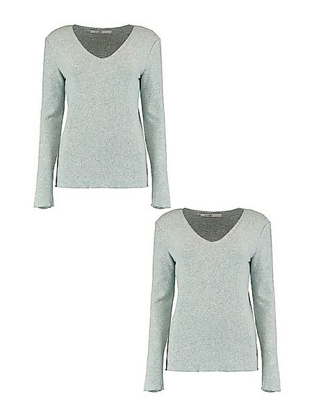 HaILY’S Longpullover Shirt 2er-Set Langarm mit lockerem Schnitt V-Ausschnit günstig online kaufen