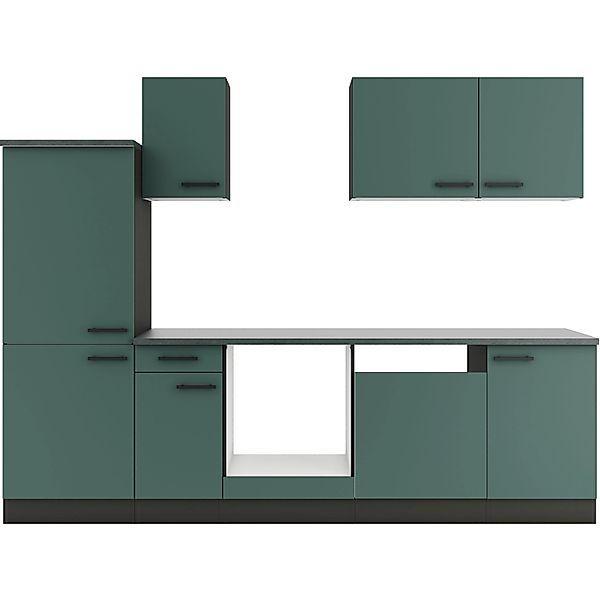 OPTIFIT Verona405 Küchenzeile 270 cm ohne E-Geräte Steingrün günstig online kaufen