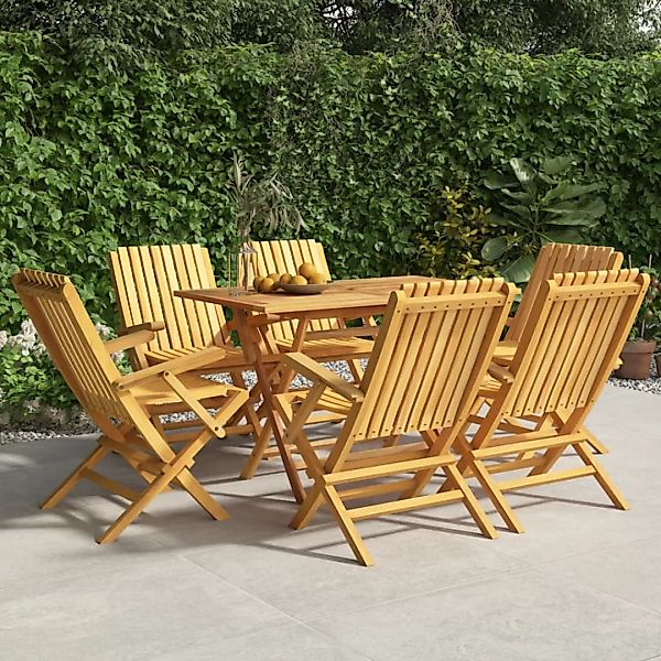 Vidaxl 7-tlg. Garten-essgruppe Massivholz Teak günstig online kaufen