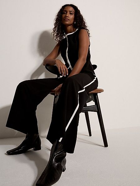 Apricot Stoffhose Jersey-Crêpe-Hose mit weitem Bein und Streifen Streifen günstig online kaufen