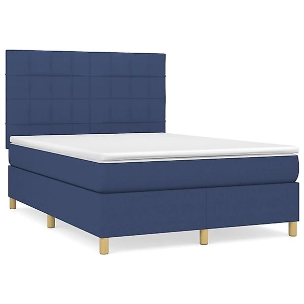 vidaXL Boxspringbett mit Matratze Blau 140x200 cm Stoff 3142343 günstig online kaufen
