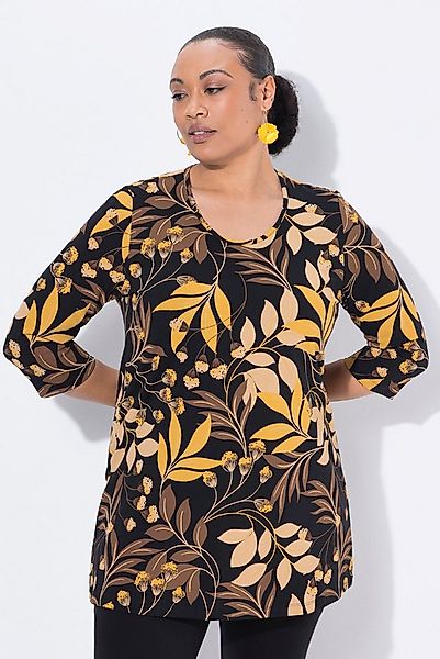 Ulla Popken Longshirt Longshirt Blüten A-Linie Rundhals 3/4-Arm günstig online kaufen