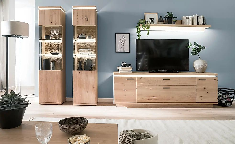 Woodford Wohnwand  Novara ¦ holzfarben ¦ Maße (cm): B: 310 H: 204 T: 50.0 K günstig online kaufen