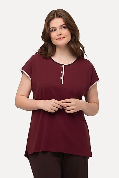 Ulla Popken Pyjamaoberteil Pyjama-T-Shirt Paspel Rundhals günstig online kaufen