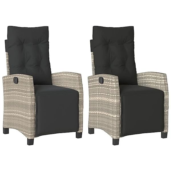 vidaXL Gartensessel mit Fußteil 2 Stk Verstellbar Hellgrau Poly Rattan 3652 günstig online kaufen