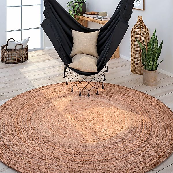 Paco Home Teppich "Viborg 595" rund 13 mm Höhe Jute, Modern, Boho, Handgefe günstig online kaufen
