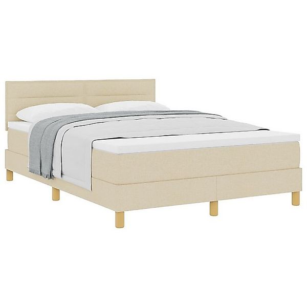 vidaXL Bett Boxspringbett mit Matratze Creme 160x200 cm Stoff (1-tlg) günstig online kaufen
