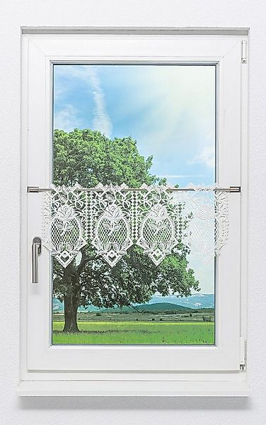 Plauener Spitze® Scheibengardine Rosengarten (1 St), transparent, HxB 28x48 günstig online kaufen