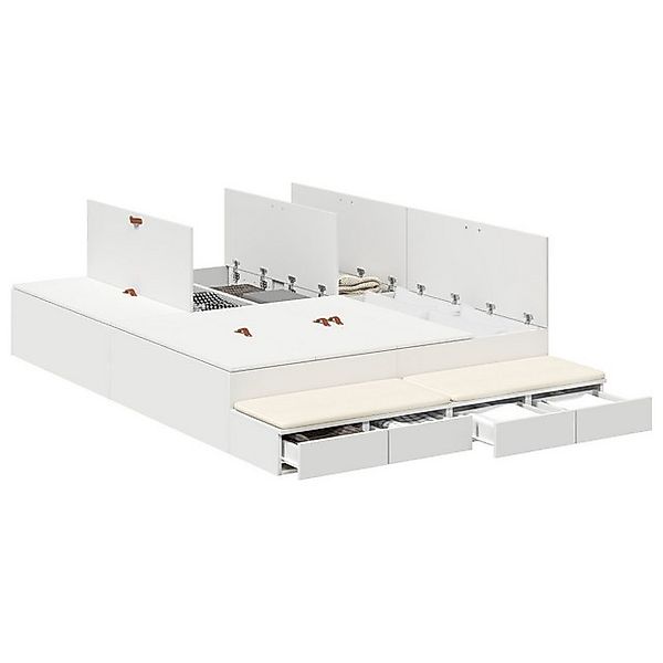 vidaXL Bett Stauraumbett Weiß 140x200 cm (1-tlg) günstig online kaufen