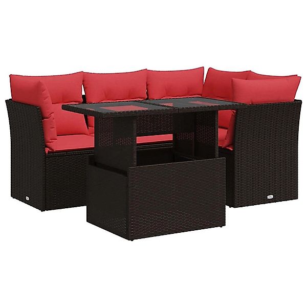 vidaXL 5-Tlg Garten-Sofagarnitur mit Kissen Braun Poly Rattan Akazie 332615 günstig online kaufen