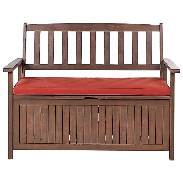 Beliani Gartenbank SOVANA Dunkler Holzfarbton Rot 60x120x91 günstig online kaufen
