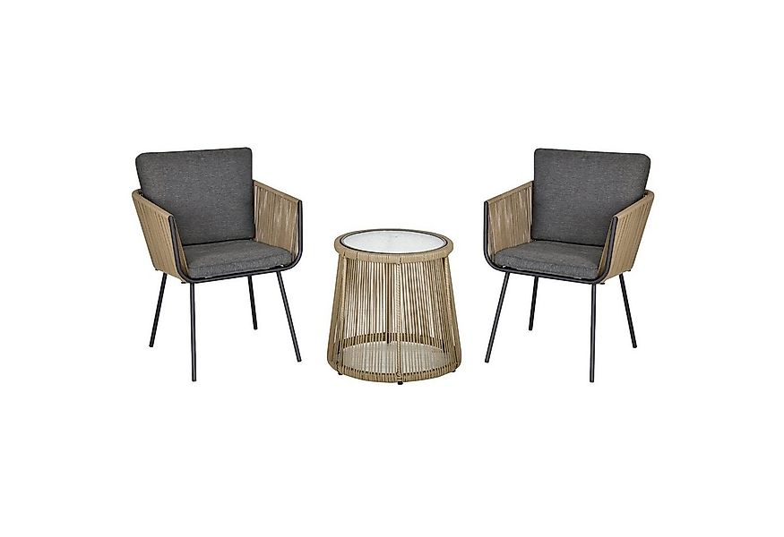 Outsunny Gartenlounge-Set Rattan Gartenmöbel-Set mit 2 Gartenstühle, Beiste günstig online kaufen