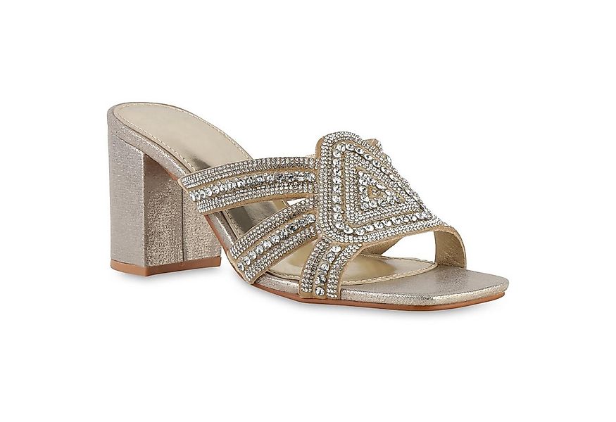 VAN HILL 841539 Sandalette Damen Pantoletten Sandaletten Strass Cut-Outs Ab günstig online kaufen