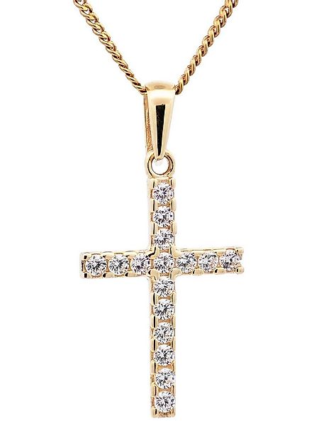 HOPLO Kreuzanhänger Gold Anhänger Kreuz Zirkonia mit Goldkette 333-8 Karat günstig online kaufen