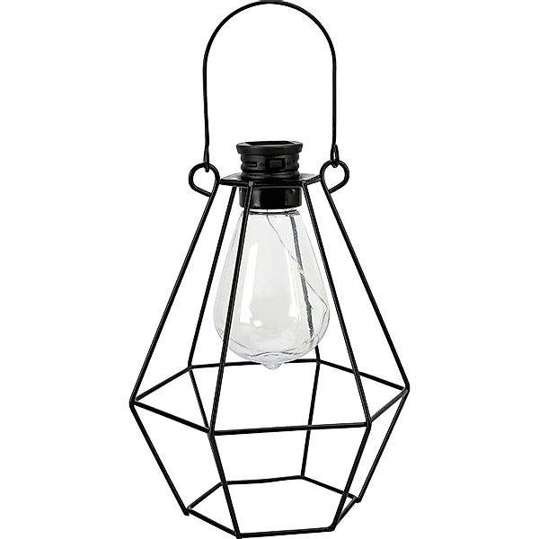 LED Solar-Laterne Metall 11,9 cm x 8,6 cm x 17 cm Schwarz günstig online kaufen