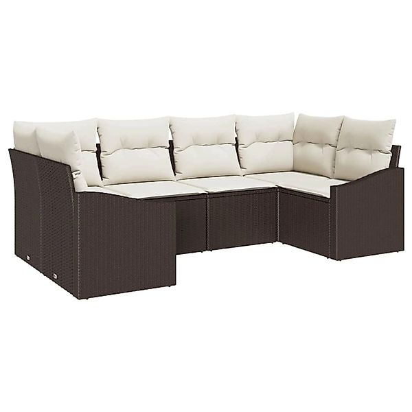 vidaXL Garten-Sofa-Set 6-Tlg Braun Poly Rattan 3346858 günstig online kaufen