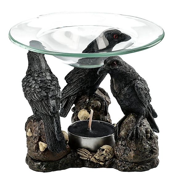 Figuren Shop GmbH Duftlampe Raben Duftlampe – Gothic Figur mit Glasschale M günstig online kaufen