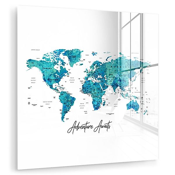 MuchoWow Acrylglasbild Weltkarte - Blau - günstig online kaufen