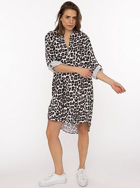 Zwillingsherz Blusentop "Rom" Turn-Up Ärmel, V-Neck. Leo-Muster, Musselin günstig online kaufen