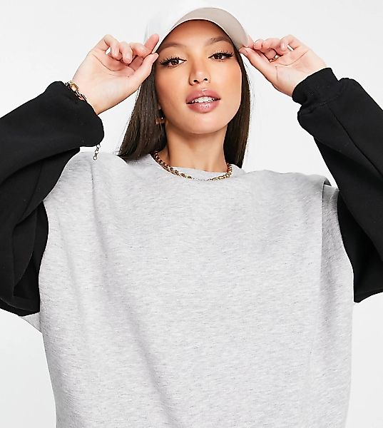 ASOS DESIGN Tall – Cocoon-Sweatshirt mit farblich abgesetzten Ärmeln in Kal günstig online kaufen