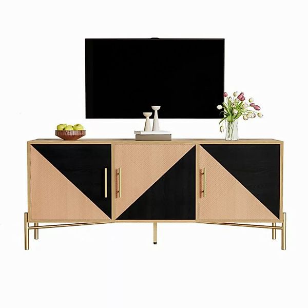 XDeer TV-Schrank TV-Schrank mit Goldene Griffe und Beine Braune und Schwarz günstig online kaufen