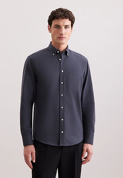 seidensticker Flanellhemd, Regular 1/1 Button-Down-Kragen Uni günstig online kaufen
