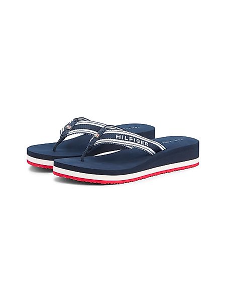 Tommy Hilfiger Zehentrenner "TH FLAG PRINT SUMMER SANDAL" Keilabsatz, Plate günstig online kaufen