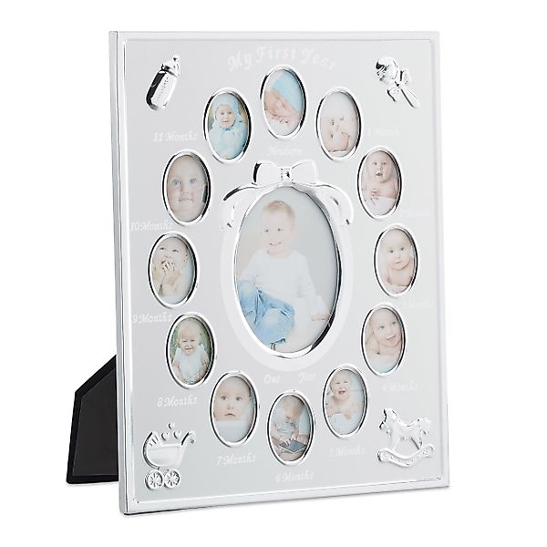 relaxdays Collagerahmen Babybilderrahmen "First Year", Weiß günstig online kaufen